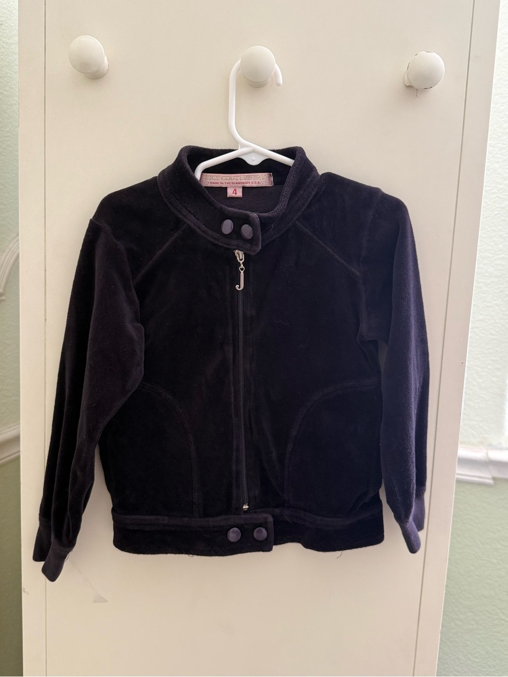 Juicy Couture Black Velvet Zip-Front Kids Jacket